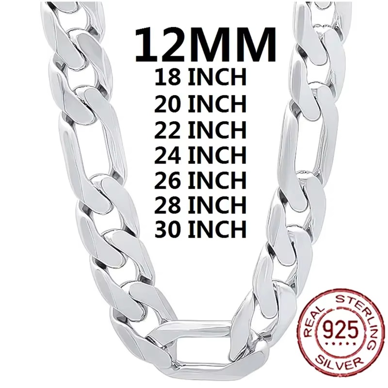 Cuban Link Chain 12Mm - 925 Sterling Silver Necklace For Men
