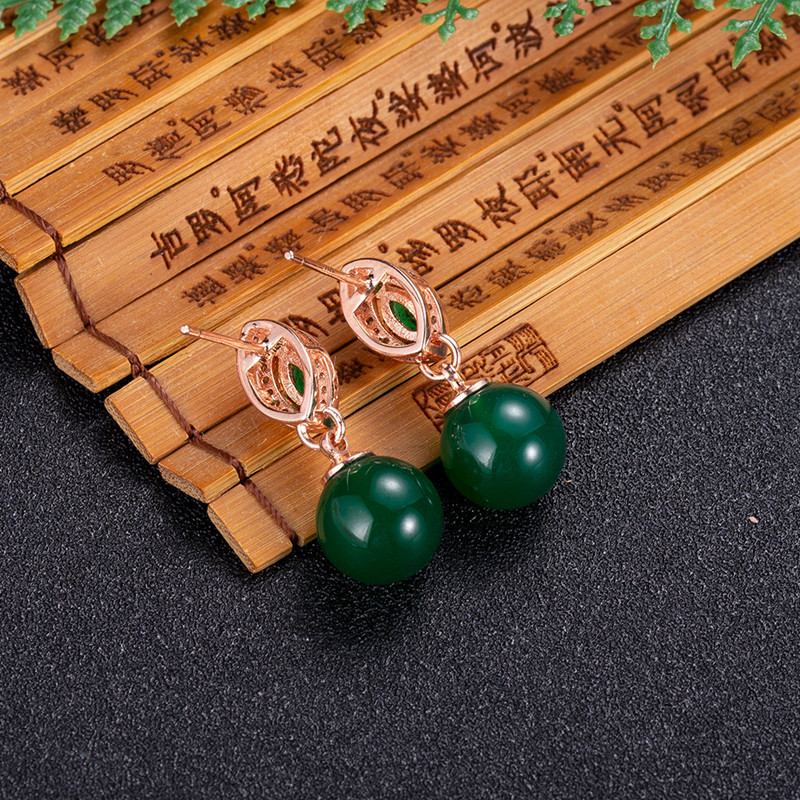 Earrings - Natural Jade Bead Earrings Fashion Accessories