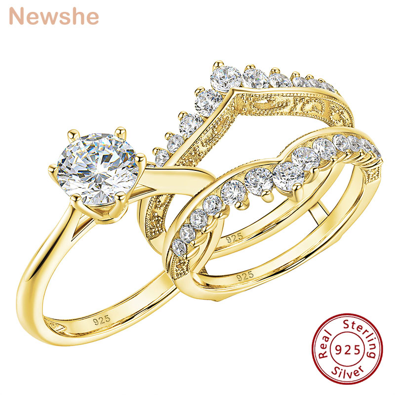 Newshe 14k Yellow Gold Plated  - огляд і ціна Moissanite Engagement Ring 1 Carat