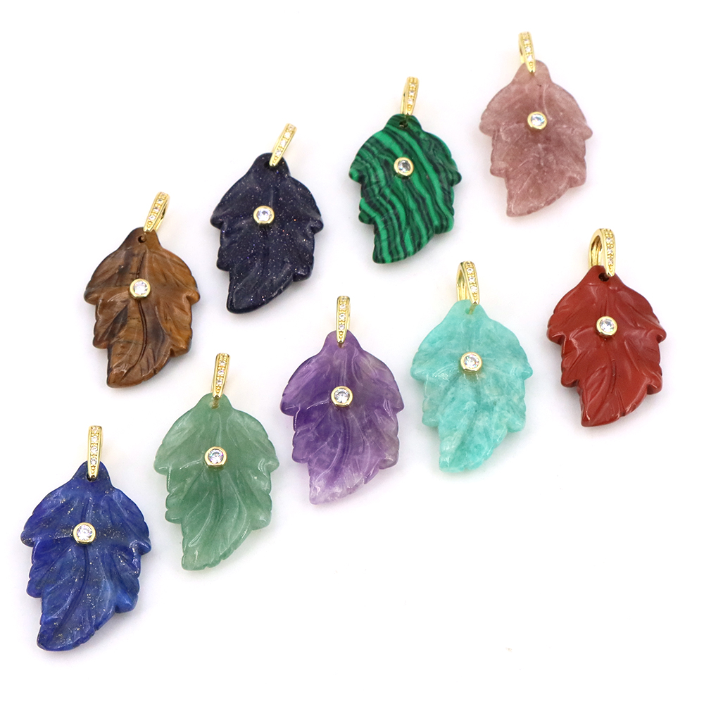 Trendy Leaf Natural Gemstone C - огляд і ціна Crystal Pendant Necklace Natural Stone