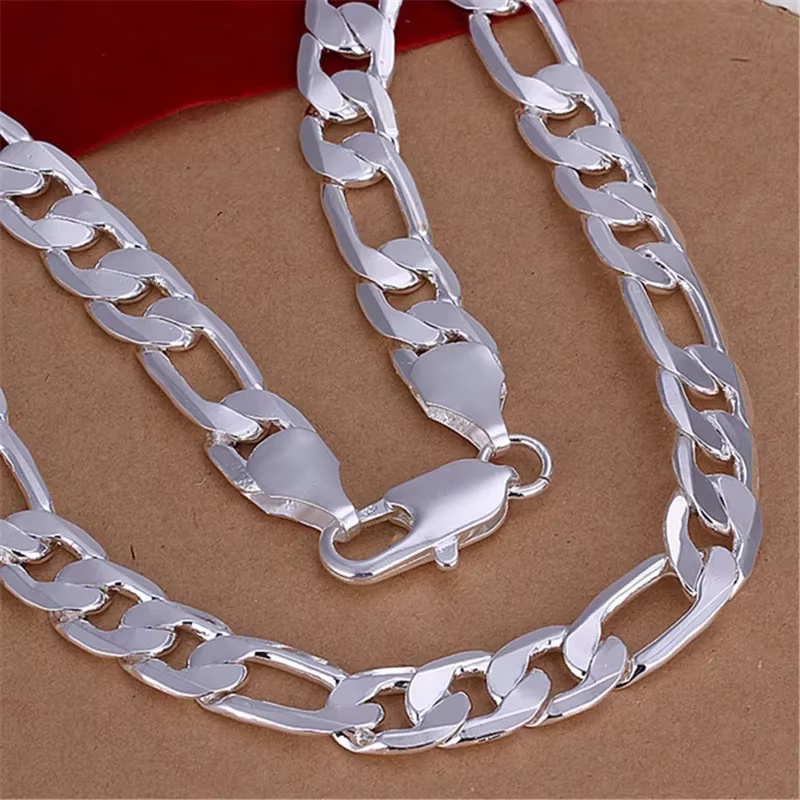 925 Sterling Silver Necklace F - огляд і ціна Cuban Link Chain 12Mm