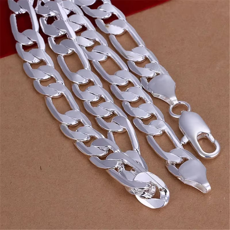 925 Sterling Silver Necklace F - огляд і ціна Cuban Link Chain 12Mm