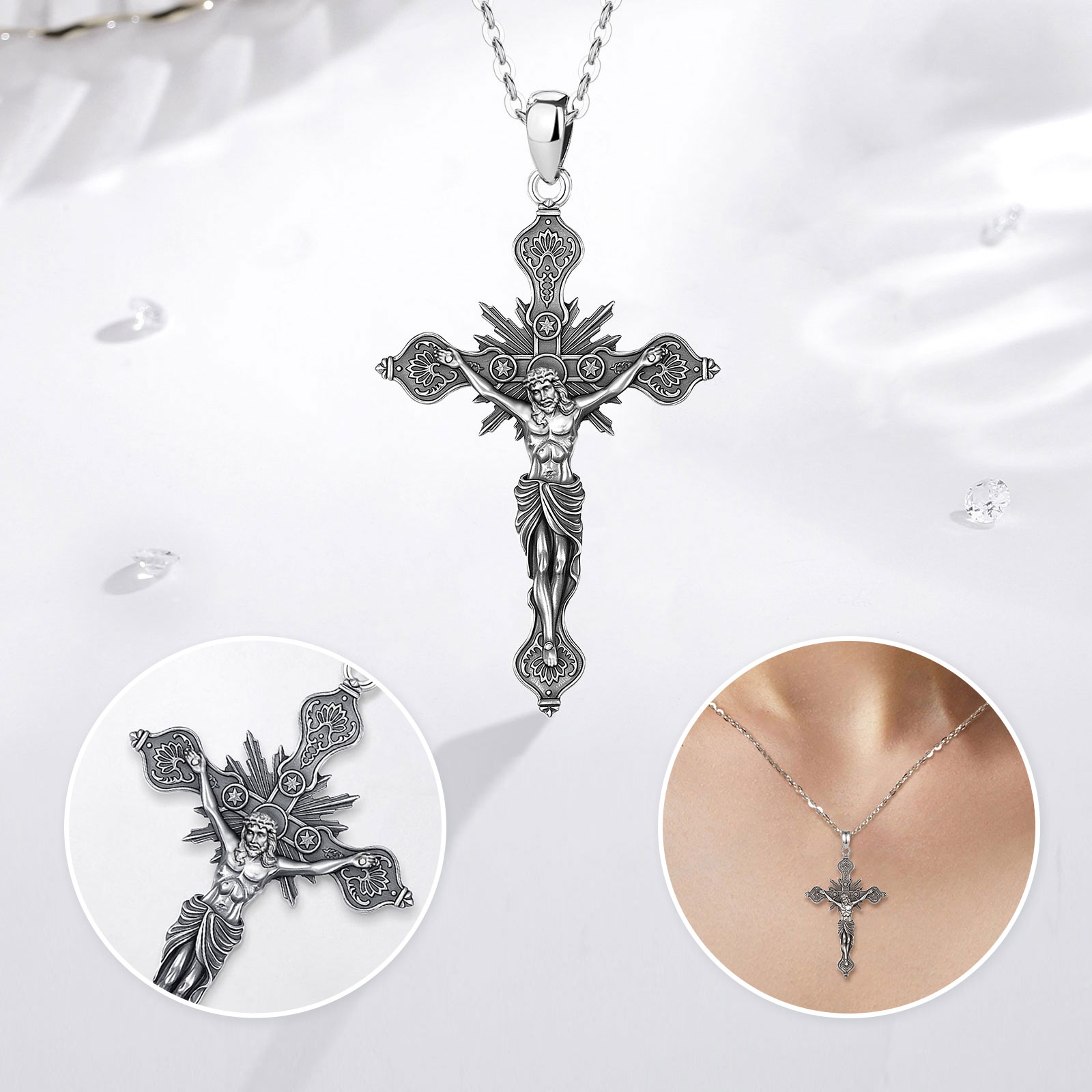 Eudora New Crucifix Cross Neck - огляд і ціна 925 Sterling Silver Chain Necklace Men