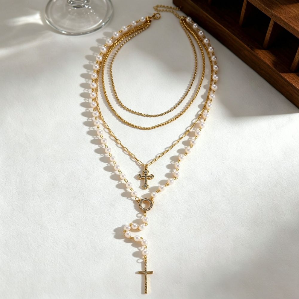 Elegant Layered Cross Pendant  - огляд і ціна Layered Pendant Necklace Aesthetic