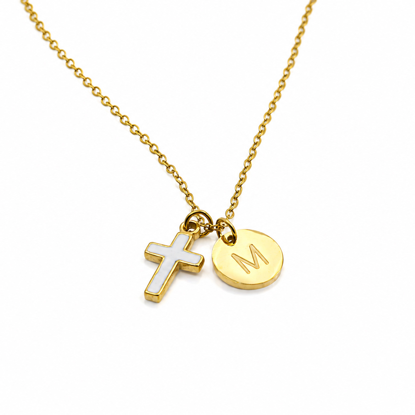 Cross Initial Necklace Stainle - огляд і ціна Initial Letter Necklace 18K Gold