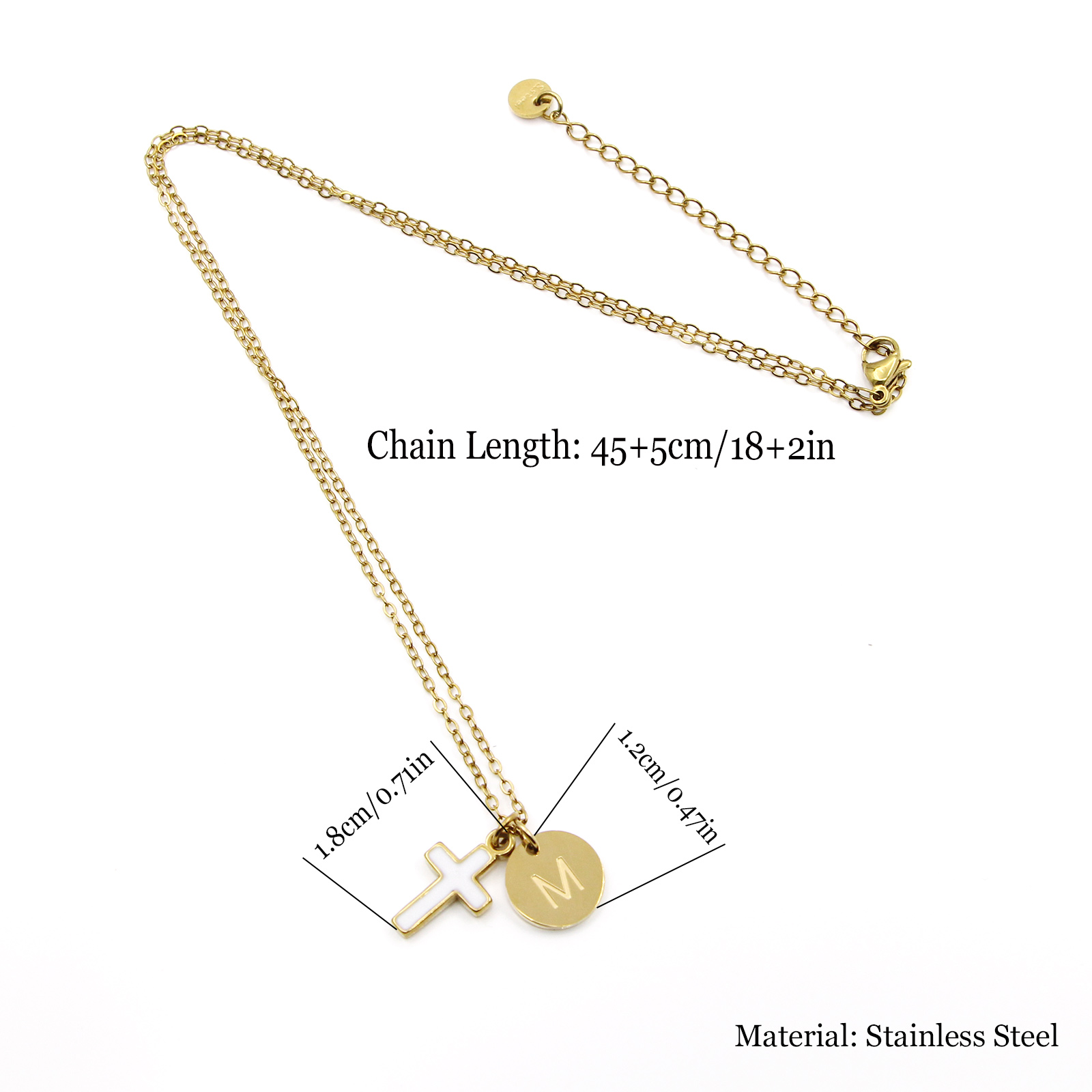 Cross Initial Necklace Stainle - огляд і ціна Initial Letter Necklace 18K Gold