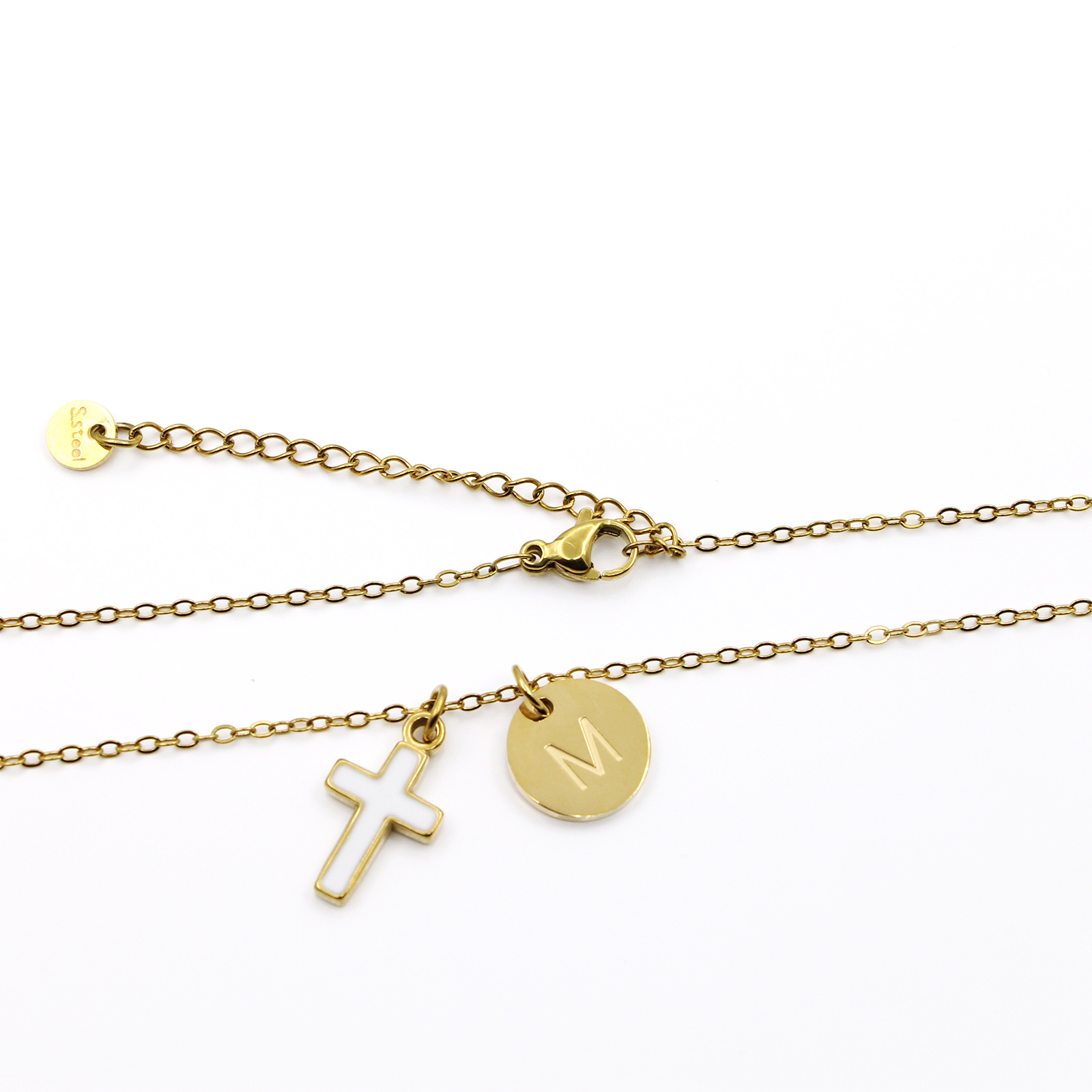 Cross Initial Necklace Stainle - огляд і ціна Initial Letter Necklace 18K Gold