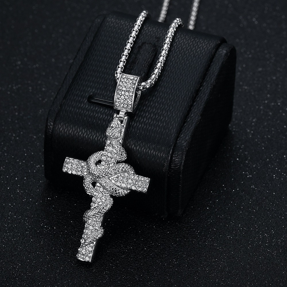 Snake Pattern Carved Stainless - огляд і ціна Cross Pendant Necklace Gold