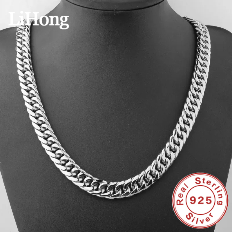 925 Sterling Silver 45-60cm 10 - огляд і ціна Cuban Link Chain 12Mm
