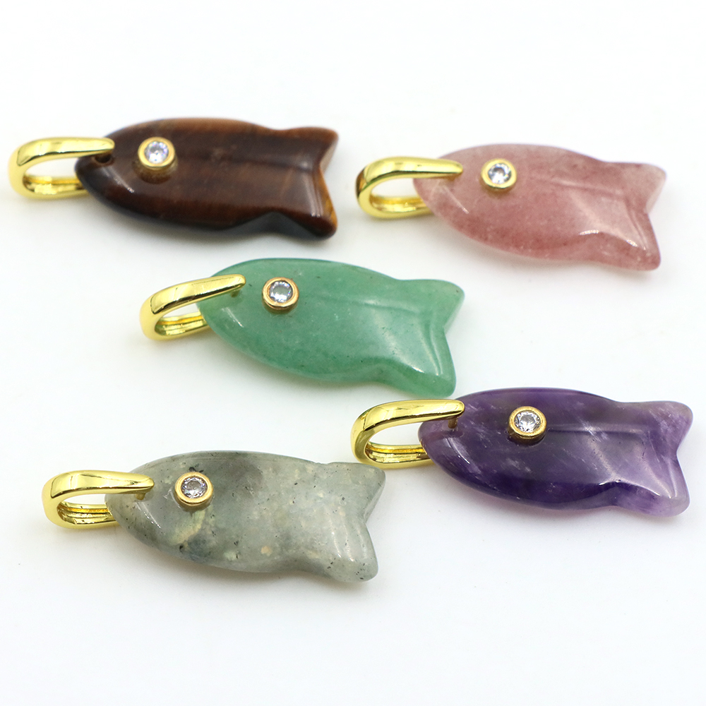 26mm Fish shaped Natural Stone - огляд і ціна Crystal Pendant Necklace Natural Stone